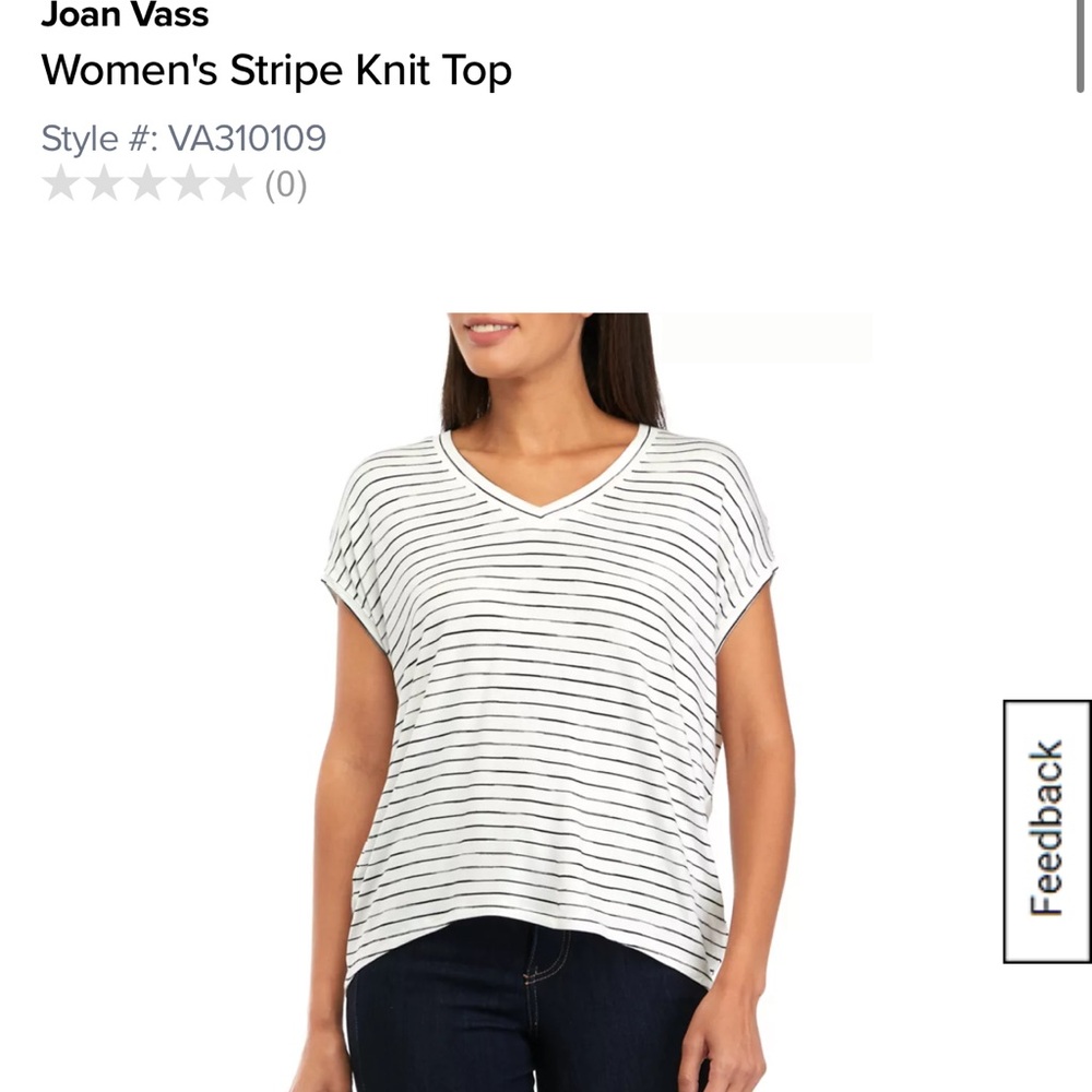 NWT Joan Vass White Striped Blouse Size XL